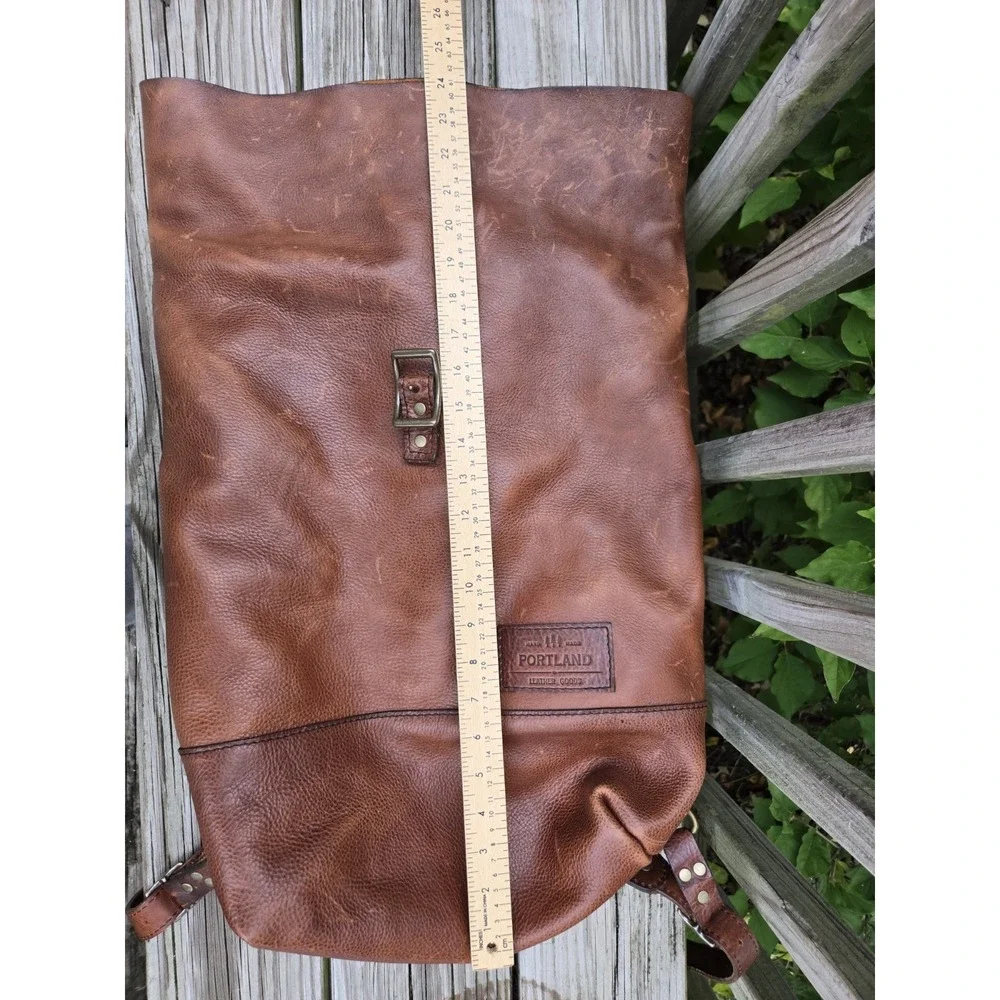 Portland Leather Goods Retired Roll Top Leather Backpack Nutmeg